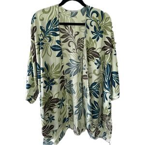 Maia Creations Hawaiian Tropical Floral Print Open Kimono Cover Up One Size Plus